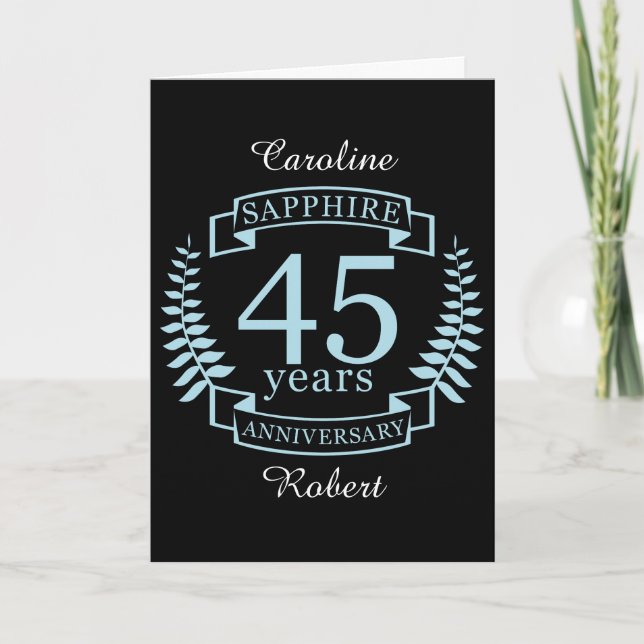 Carte Noces de saphir 45e anniversaire de mariage (Devant)
