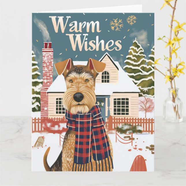 Carte Noël à Airedale (Fleur jaune)