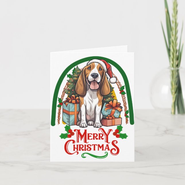 Carte Noël à Basset-hound (Devant)