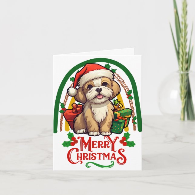 Carte Noël à Lhassa-apso (Devant)