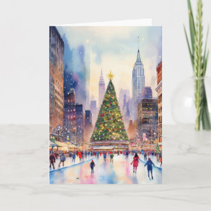 Carte Noël à New York aquarelle