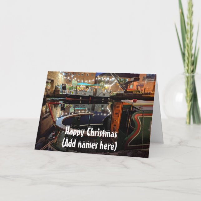 Carte Noël à thème Narrowboat (Devant)