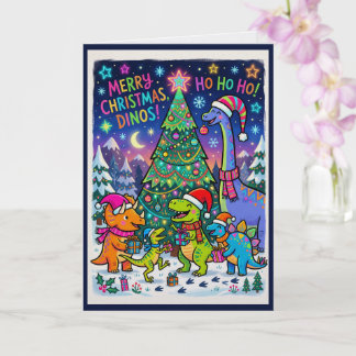 Carte Noël à Ville de Dinosaures Fantaisistes