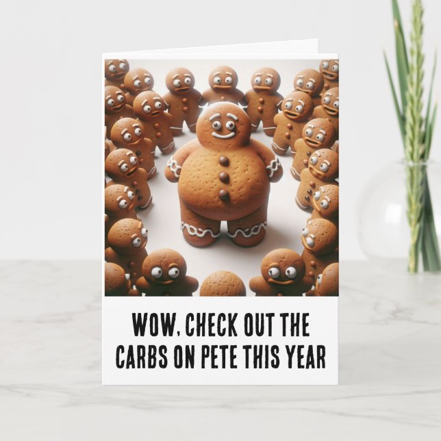 Carte Noël amusant : Deck the Halls with Carbs (Devant)