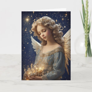 Carte Noël Angel Fille Vacances Vintage Personnalisé