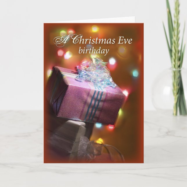 Carte Noël Anniversaire présent (Devant)