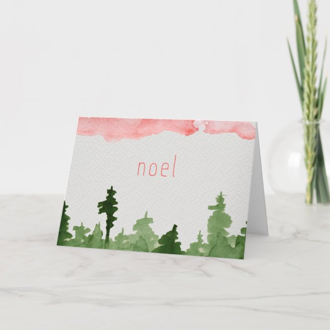 Carte Noel aquarelle design pour Noël (Devant)