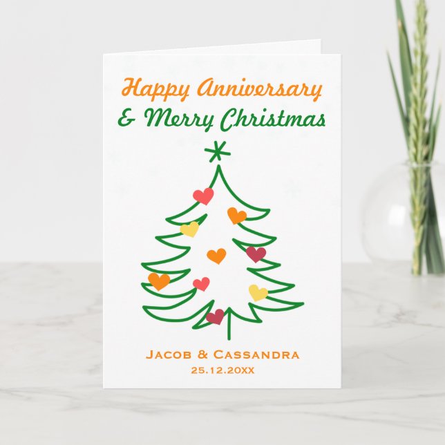 Carte Noël Arbre Coeur Noël Anniversaire Photo (Devant)