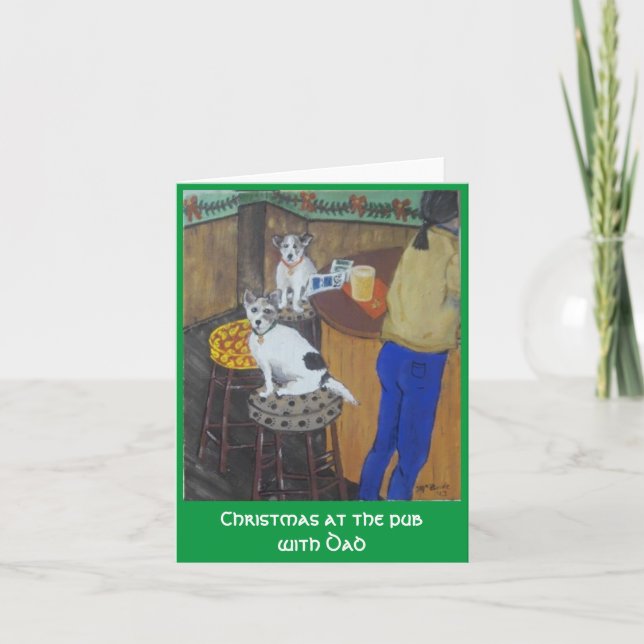 Carte Noël au pub avec Papa (Devant)