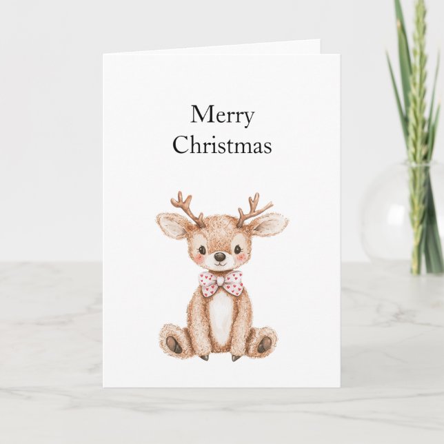 Carte Noël aux Cerfs mignons (Devant)