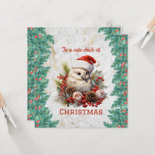Carte Noël aux poulets mignons