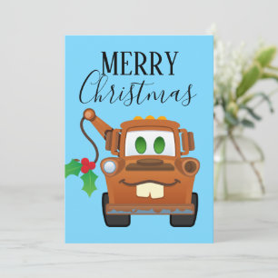 Carte Noël aux voitures  Camion Mat Tow