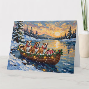 Carte Noël Bateau de Noël Bulldog