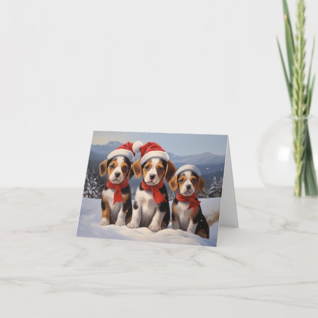Carte Noël beagle (Devant)