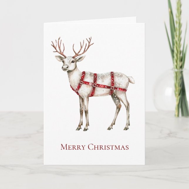 Carte Noel Blanc Peppermenthe Cerf (Devant)