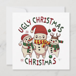 Carte Noël blanc ; UGLY CHRISTMAS
