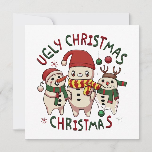 Carte Noël blanc ; UGLY CHRISTMAS (Devant)