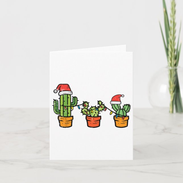 Carte Noël Cactus mignon Plante Succulent Noël Hommes FE (Devant)