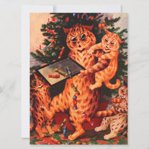 Carte Noël Catland Louis Wain Flat Card