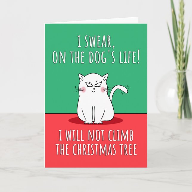 Carte Noël Chat Drôle (Devant)