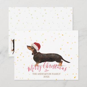 Carte Noël Chien Dachshund Gold Salutation saisonnière