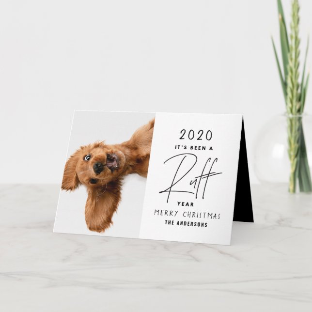 Carte Noël chien drôle ruff année en examen (Devant)