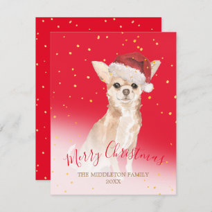 Carte Noël Chihuahua Chien Or Rouge Salutation saisonniè