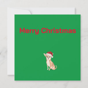 Carte Noël Chihuahua Chien Vert Joyeux voeux