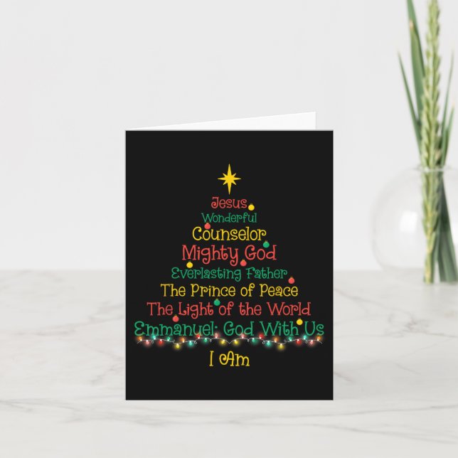Carte Noël chrétien Jésus Bible Noms Noël Arbre Sh (Devant)