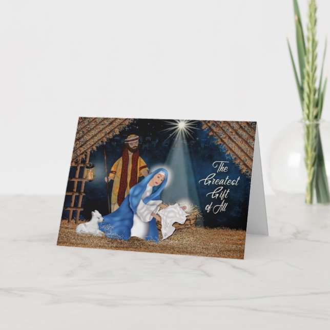 Carte Noël, Christian, Scène des gardes, Marie, Joseph (Devant)