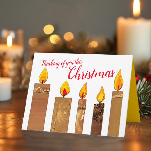 Carte Noël cinq bougies allumées en papier fête