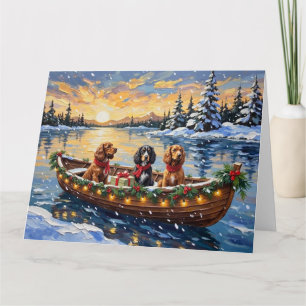 Carte Noël Cocker Spaniel Bateau Fêtes