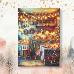 Carte Noël cosy dans la cuisine festive