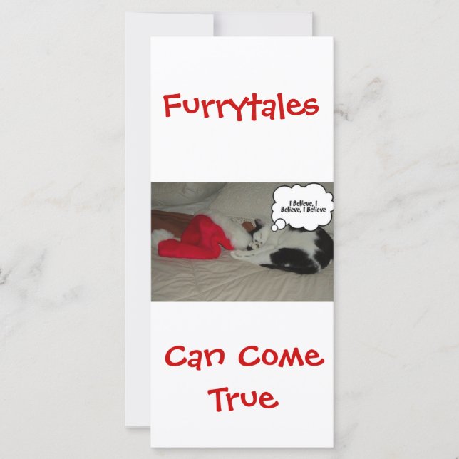 Carte Noël Croire Kitten noir et blanc (Devant)