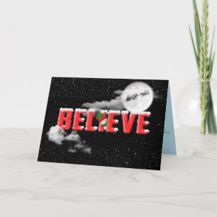 Carte Noël CROYEZ avec Père Noël et traîneau sur la lune