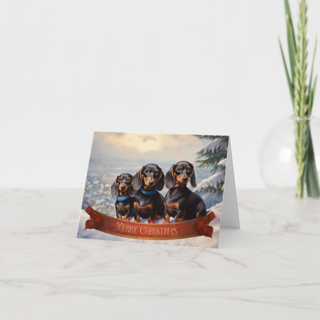 Carte Noël Dachshund (Devant)