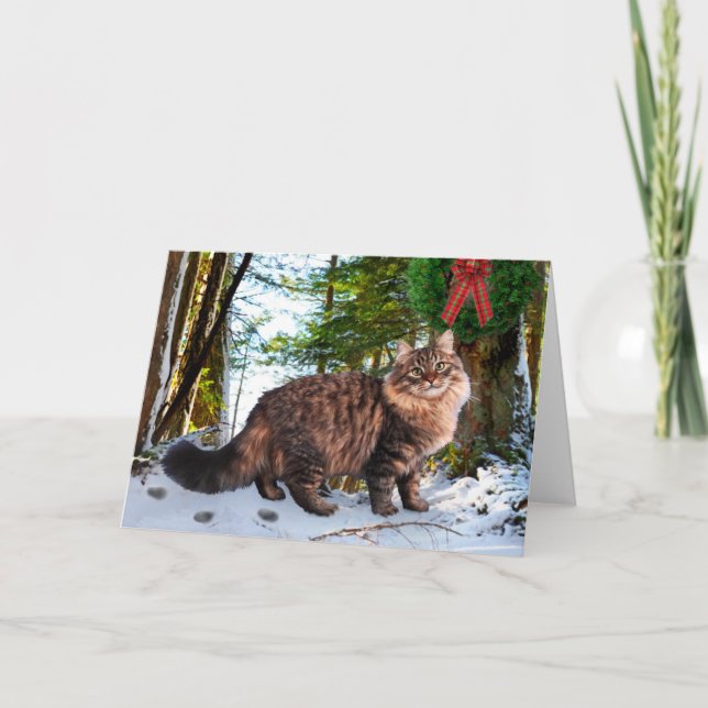 Carte "Noël dans les bois" Message de vœux (Devant)