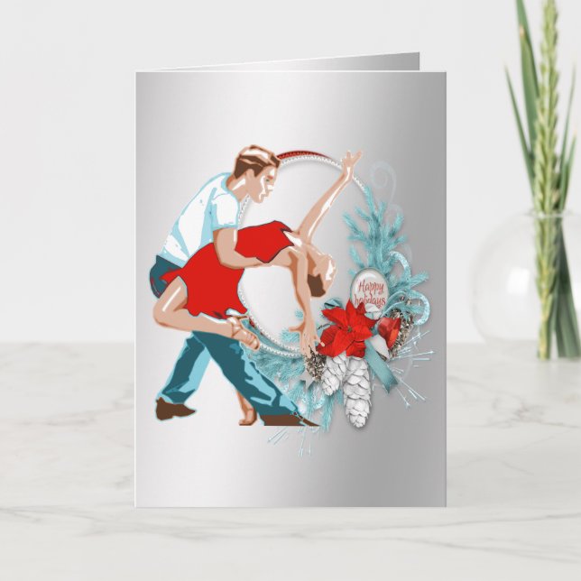 Carte Noël de danseurs bonnes fêtes (Devant)