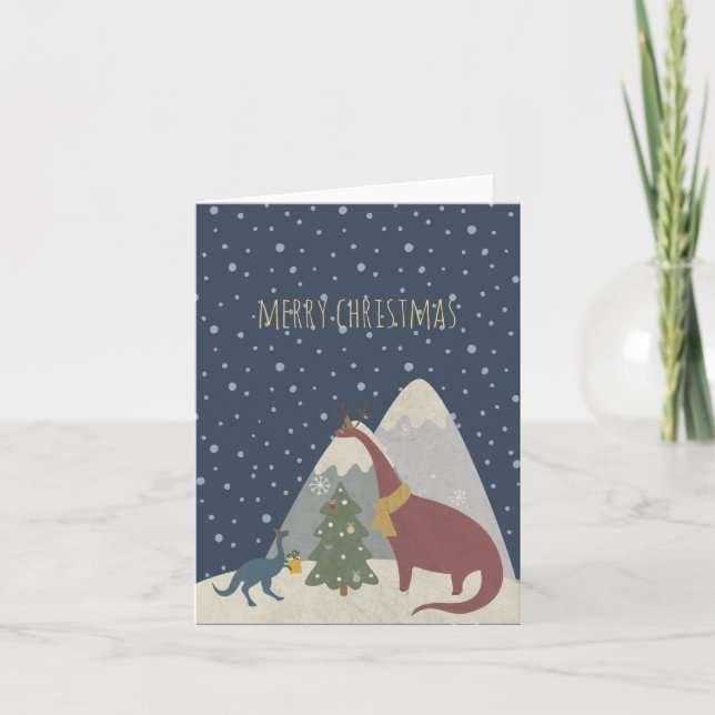 Carte Noël de dinosaures mignonnes personnalisables (Devant)
