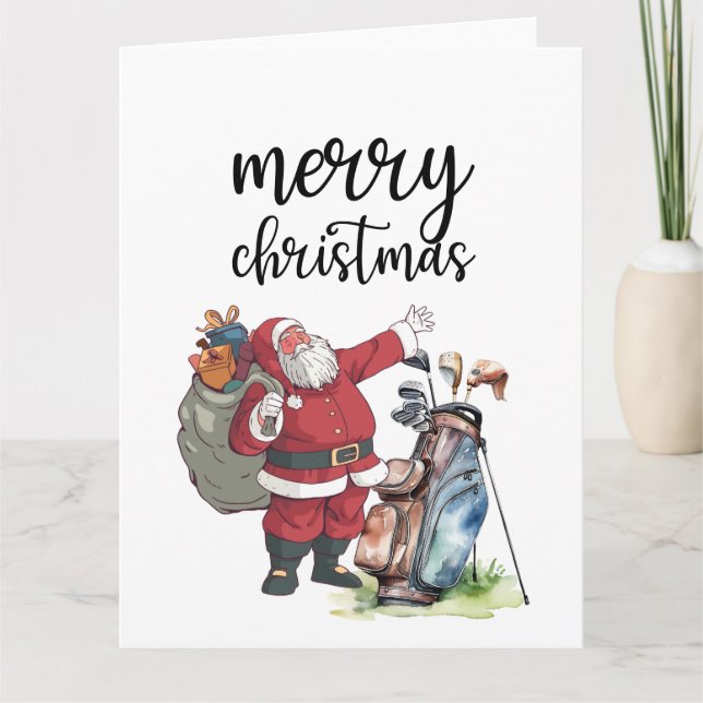 Carte Noël de golf avec le Père Noël (Devant)