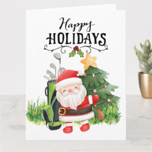 Carte Noël de golf avec Santa Claus Golfer