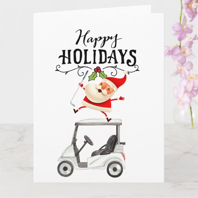 Carte Noël de golf avec Santa Claus Golfer (Orchidée)