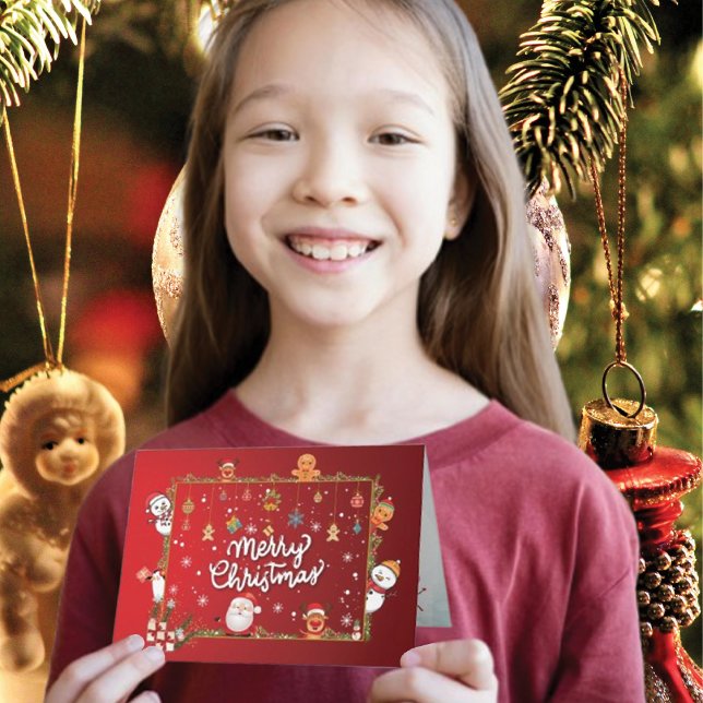 Carte Noël de Grandson, Cute Reindeer et Snowman (Créateur téléchargé)