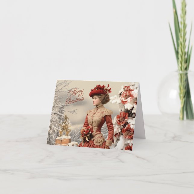 Carte Noël de la dame victorienne (Devant)