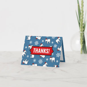Carte Noël de la fête des éléphants blancs (bleu) Merci