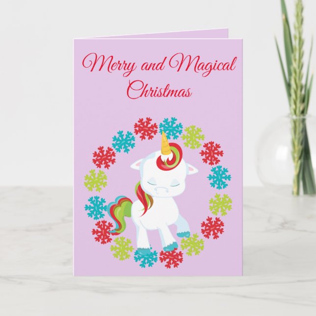 Carte Noël de la licorne magique (Devant)