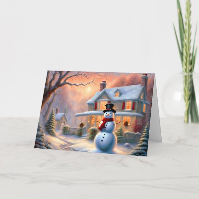 Carte Noël de la Maison des neiges d'hiver (Devant)