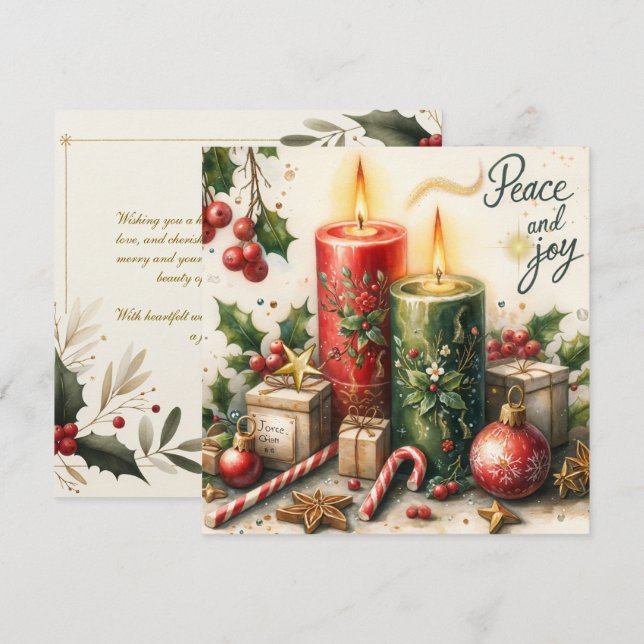 Carte Noël de la paix et de la joie (Devant / Derrière)