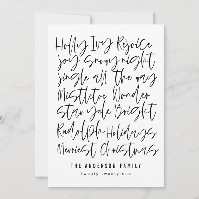 Carte Noël de la typographie à main moderne (Devant)