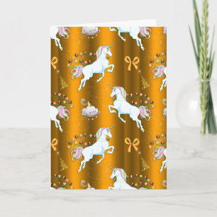 Carte Noel de licorne d'or